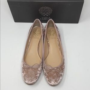 Vince Camuto Blush Velvet Bow Ballet Flats